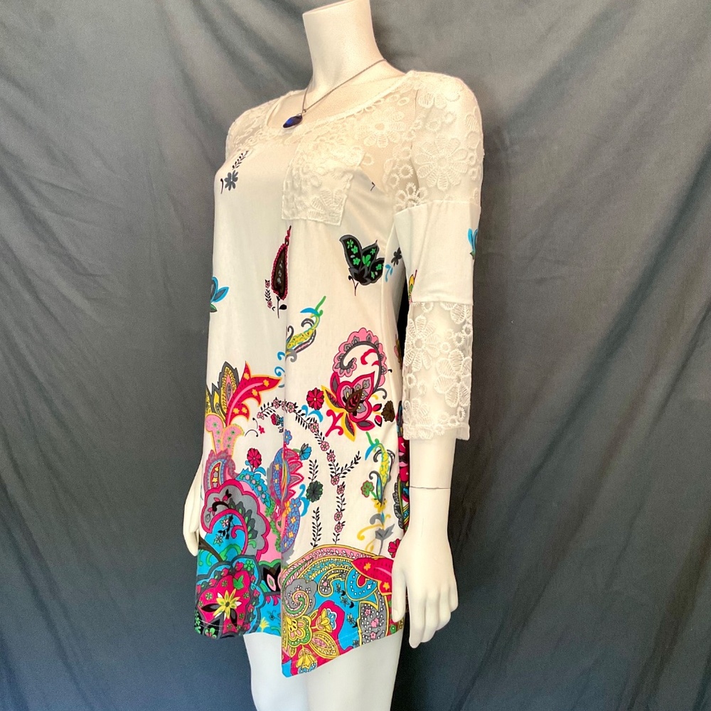 Reborn Retro Print Dress NWT Medium - Picture 3 of 6